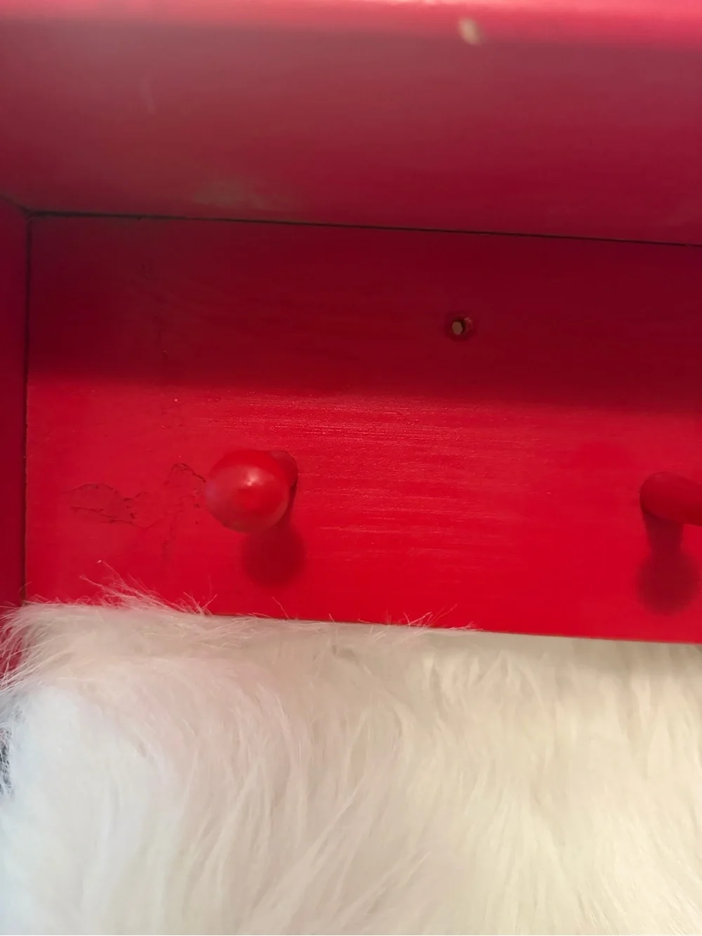 Red Wall Shelf with Four Hooks - Home Wall Decor